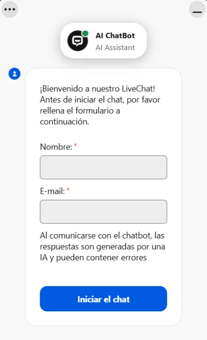 Soporte por chat de Corgibet Casino Chat en vivo de Corgibet Casino con asistente de inteligencia artificial